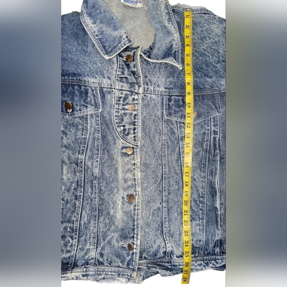 HURRICANE Jacket Women's Large Blue Vintage 80s Acid Wash Denim Coat Punk Grunge - Picture 5 of 6